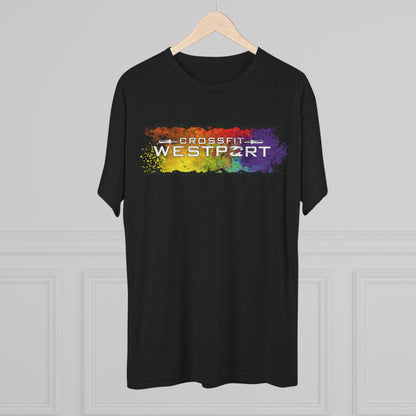 Pride WOD Unisex Tri-Blend Crew Tee, LGBTQ+ Workout Shirt, Fitness Pride Apparel, Gay Pride Gym Tee, Pride Month Gift